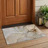 2' X 3' Beige Abstract Washable Non Skid Indoor Outdoor Area Rug