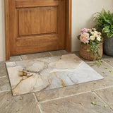 3' X 5' Beige Abstract Washable Non Skid Indoor Outdoor Area Rug