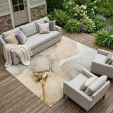 8' X 10' Beige Abstract Washable Non Skid Indoor Outdoor Area Rug