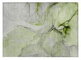 2' X 3' Green Abstract Washable Non Skid Indoor Outdoor Area Rug