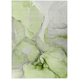 5' X 8' Green Abstract Washable Non Skid Indoor Outdoor Area Rug