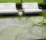 8' X 10' Green Abstract Washable Non Skid Indoor Outdoor Area Rug