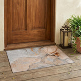 2' X 3' Orange Abstract Washable Non Skid Indoor Outdoor Area Rug