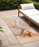 8' Runner Orange Abstract Washable Non Skid Indoor Outdoor Runner Rug
