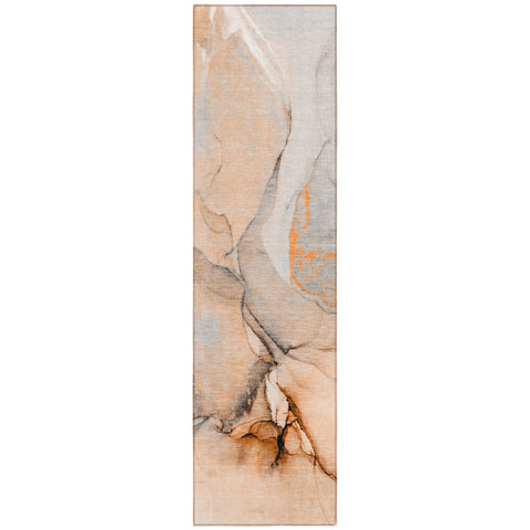 8' Runner Orange Abstract Washable Non Skid Indoor Outdoor Runner Rug