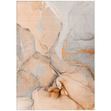 3' X 5' Orange Abstract Washable Non Skid Indoor Outdoor Area Rug