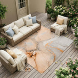 8' X 10' Orange Abstract Washable Non Skid Indoor Outdoor Area Rug