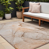 8' X 10' Orange Abstract Washable Non Skid Indoor Outdoor Area Rug