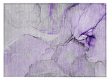 2' X 3' Purple and Ivory Abstract Washable Non Skid Indoor Outdoor Area Rug