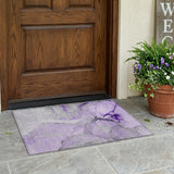 2' X 3' Purple and Ivory Abstract Washable Non Skid Indoor Outdoor Area Rug