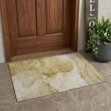 2' X 3' Beige Abstract Washable Indoor Outdoor Area Rug