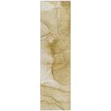 8' Runner Beige Abstract Washable Non Skid Indoor Outdoor Runner Rug