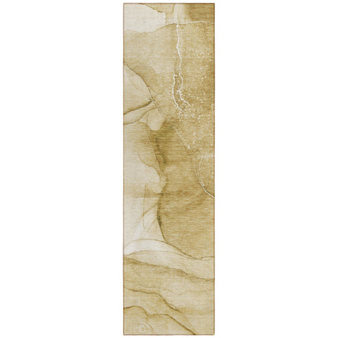 8' Runner Beige Abstract Washable Non Skid Indoor Outdoor Runner Rug