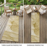 8' Runner Beige Abstract Washable Non Skid Indoor Outdoor Runner Rug