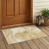 3' X 5' Beige Abstract Washable Non Skid Indoor Outdoor Area Rug