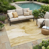 5' X 8' Beige Abstract Washable Non Skid Indoor Outdoor Area Rug