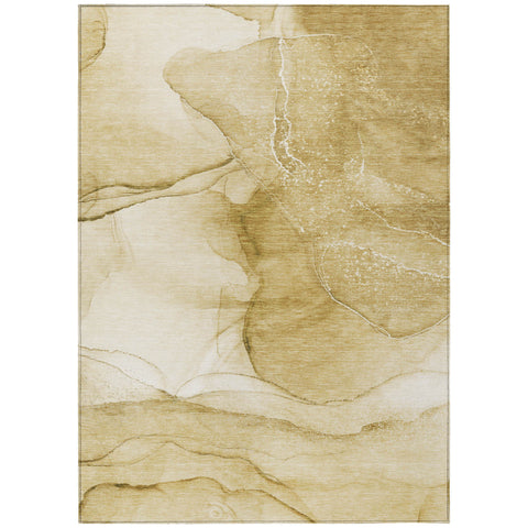 5' X 8' Beige Abstract Washable Non Skid Indoor Outdoor Area Rug