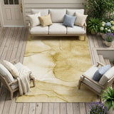 8' X 10' Beige Abstract Washable Non Skid Indoor Outdoor Area Rug