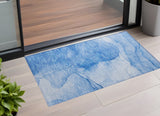2' X 3' Blue Abstract Washable Non Skid Indoor Outdoor Area Rug