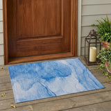 2' X 3' Blue Abstract Washable Non Skid Indoor Outdoor Area Rug