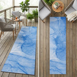8' Blue Abstract Washable Indoor Outdoor Runner Rug