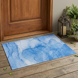3' X 5' Blue Abstract Washable Non Skid Indoor Outdoor Area Rug