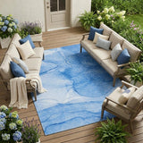 8' X 10' Blue Abstract Washable Indoor Outdoor Area Rug
