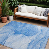 8' X 10' Blue Abstract Washable Indoor Outdoor Area Rug
