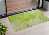 2' X 3' Green Abstract Washable Non Skid Indoor Outdoor Area Rug