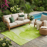5' X 8' Green Abstract Washable Indoor Outdoor Area Rug