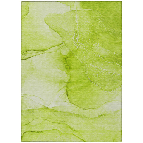 5' X 8' Green Abstract Washable Indoor Outdoor Area Rug