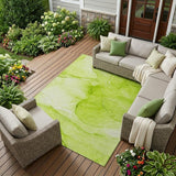 8' X 10' Green Abstract Washable Non Skid Indoor Outdoor Area Rug