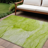 8' X 10' Green Abstract Washable Non Skid Indoor Outdoor Area Rug