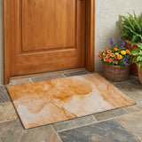 2' X 3' Orange Abstract Washable Indoor Outdoor Area Rug