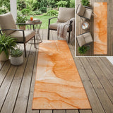 8' Orange Abstract Washable Indoor Outdoor Runner Rug