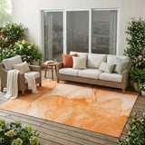 5' X 8' Orange Abstract Washable Indoor Outdoor Area Rug