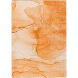5' X 8' Orange Abstract Washable Indoor Outdoor Area Rug
