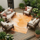 8' X 10' Orange Abstract Washable Non Skid Indoor Outdoor Area Rug