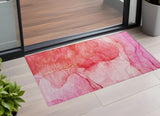 2' X 3' Pink Abstract Washable Indoor Outdoor Area Rug