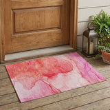 2' X 3' Pink Abstract Washable Indoor Outdoor Area Rug