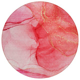 8' Pink Round Abstract Washable Indoor Outdoor Area Rug