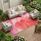 8' X 10' Pink Abstract Washable Non Skid Indoor Outdoor Area Rug