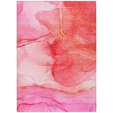 8' X 10' Pink Abstract Washable Non Skid Indoor Outdoor Area Rug