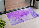 2' X 3' Purple Abstract Washable Non Skid Indoor Outdoor Area Rug