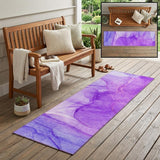 8' Purple Abstract Washable Non Skid Indoor Outdoor Runner Rug