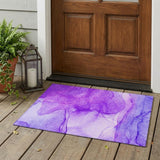 3' X 5' Purple Abstract Washable Non Skid Indoor Outdoor Area Rug