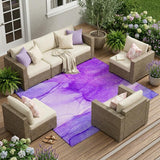 8' X 10' Purple Abstract Washable Non Skid Indoor Outdoor Area Rug