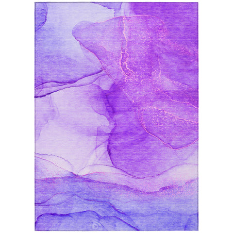 8' X 10' Purple Abstract Washable Non Skid Indoor Outdoor Area Rug
