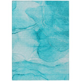 3' X 5' Teal Abstract Washable Non Skid Indoor Outdoor Area Rug