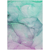 8' X 10' Green Abstract Washable Non Skid Indoor Outdoor Area Rug